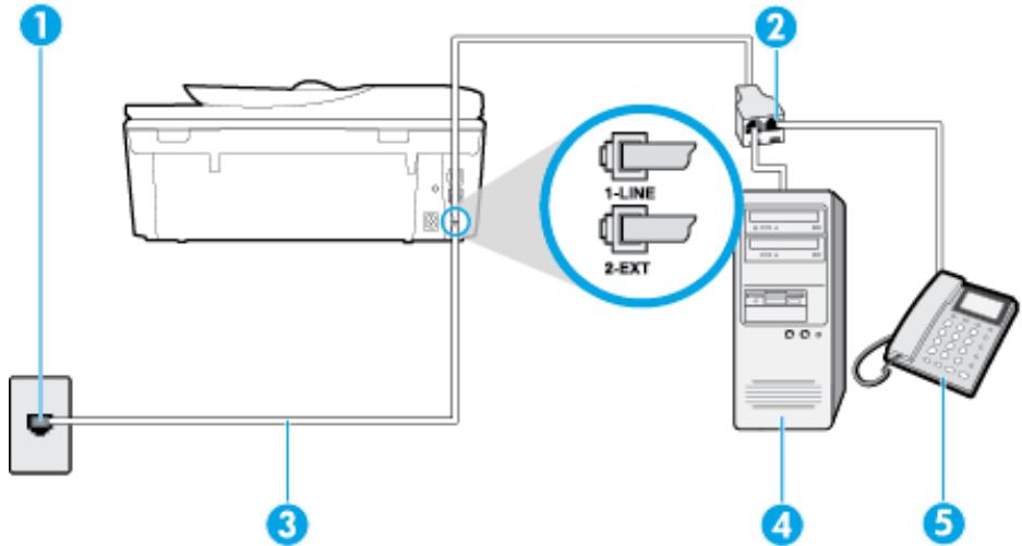 HP OFFICEJET 5742 - Ligne voix/télécopie partagée avec un modem d'accès distant d'ordinateur - 3