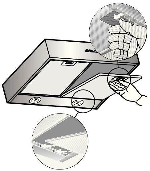 BOSCH DHU665E - Metallisten rasvasuodattimien irrottaminen ja asennus - 1