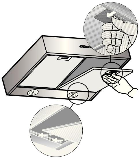 BOSCH DHU665E - Aus- und Einbauern der Metall-Fettfilter: - 1