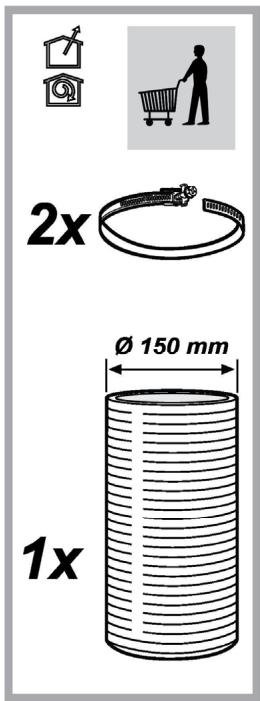 2x Ø 150 mm 1x