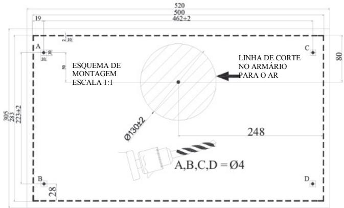 CANDY CBT9240X - Perfuração dos orificios de suspensão - 1