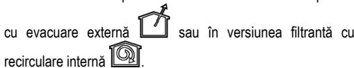 cu evacuare externă sau în versiunea filtrantă cu recirculare internă.