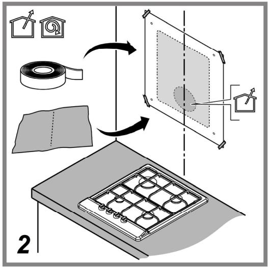 Diagram illustrating a folding or folding process with labeled components and directional arrows, including tape, fabric, and grid layout.