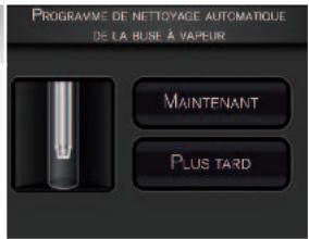 PROGRAMME DE NETTOYAGE AUTOMATIQUE DE LA BUSE À VAPEUR MAINTENANT PLUS TARD