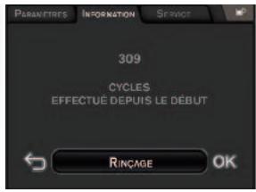 PRANETRES INFORMATION SERVICE 309 CYCLES EFFECTUE DEPUIS LE DÉBUT RINÇAGE OK