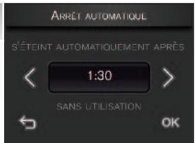 ARRÊT AUTOMATIQUE S'ÉTEINT AUTÔMATIQUEMENT APRÈS 1:30 SANS UTILISATION OK