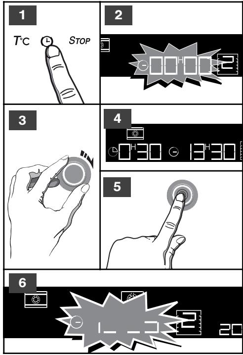 DE DIETRICH DOV1545 DG - After these 3 steps, oven heating is delayed so that cooking ends at 13:30. - 1