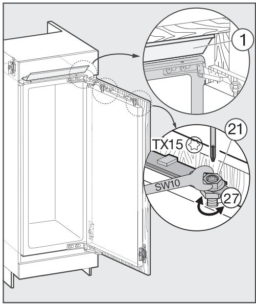 MIELE K37422ID - Y : réglage de la hauteur - 1