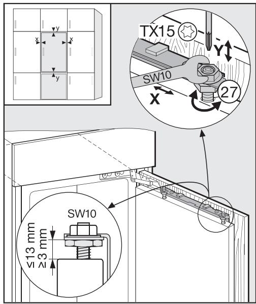 MIELE K37422ID - Ajuster la position de la porte - 1