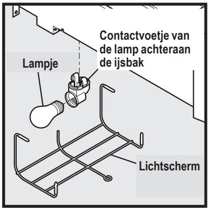 Lampje Contactvoetje van de lamp achteraan de ijsbak Lichtscherm