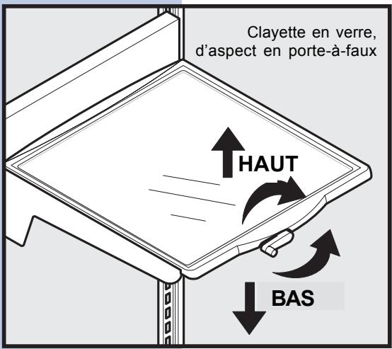 Clayette en verre, d'aspect en porte-à-faux HAUT BAS
