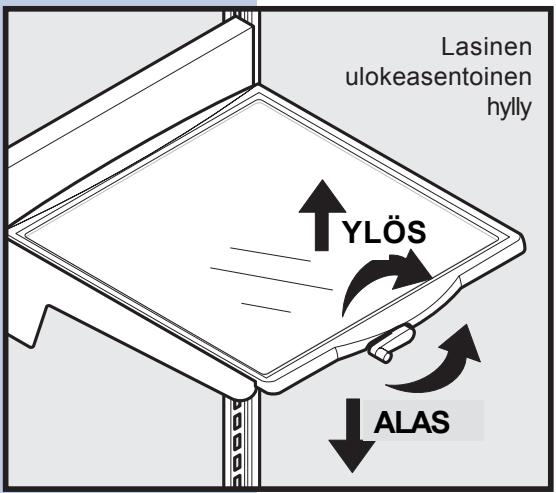 Lasinen ulokeasentoinen hylly YLÖS ALAS