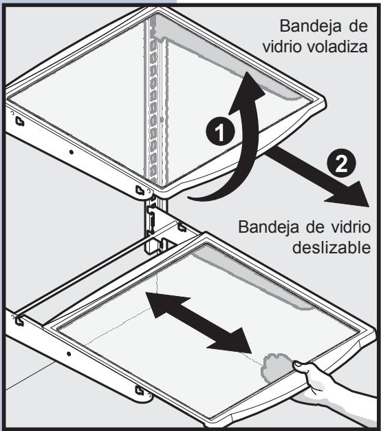 Bandeja de vidrio voladiza 1 2 Bandeja de vidrio deslizable