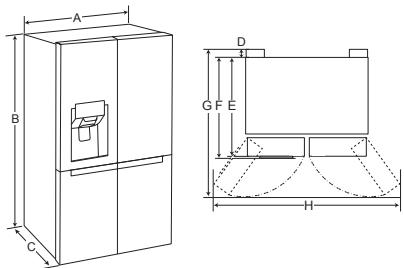 LG GMK9331MT - Dimensions et dégagements - 1