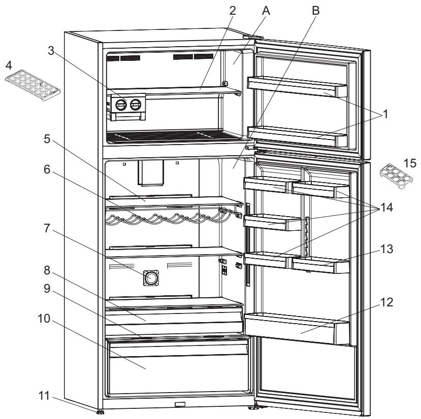 WHIRLPOOL W84TE72X - DE ONDERDELEN VAN HET APPARAAT EN DE COMPARTIMENTEN - 1
