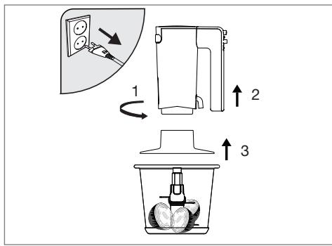 Diagram illustrating three-step cleaning process: power outlet, washing machine, and container with recycling bins
