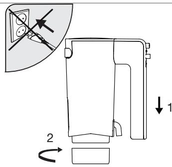 Diagram showing a mechanical device with labeled parts and directional arrows, including section view and rotation indicators.