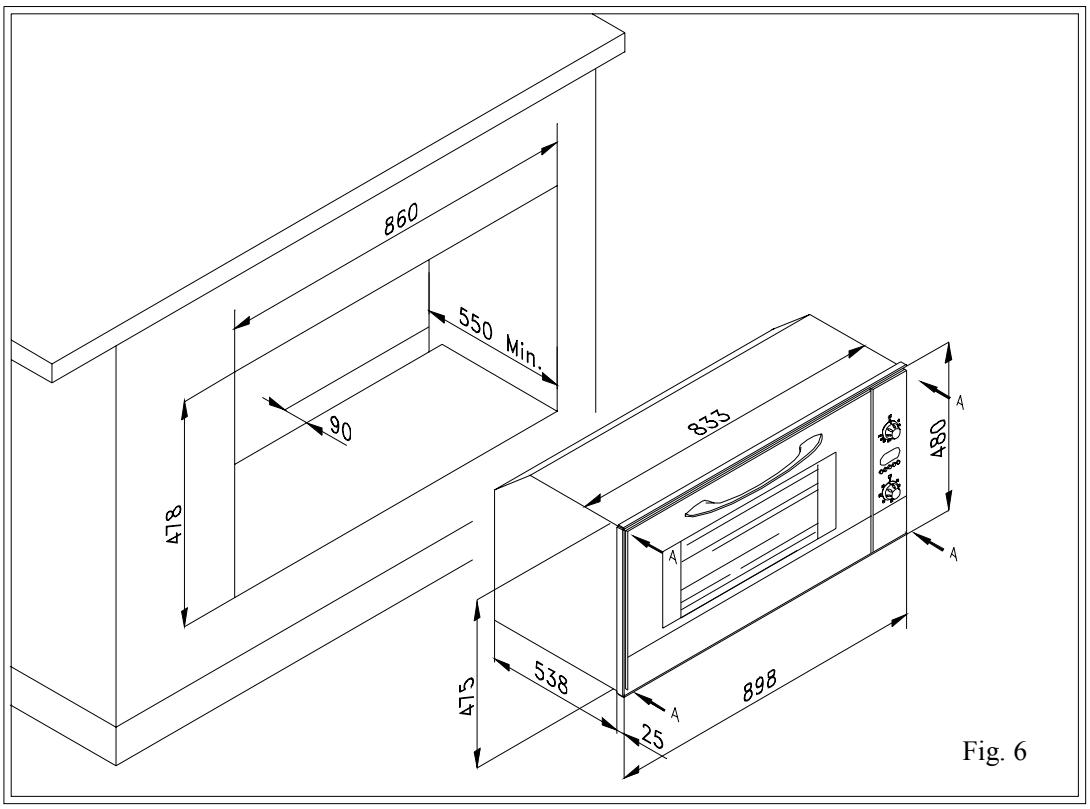 ROSIERES FE9163CIN - Instructions for building in the oven (fig. 6) - 1