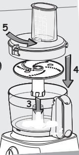 Diagram of a blender with labeled parts and directional arrows indicating process flow