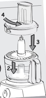 Diagram of a blender with labeled parts and directional arrows indicating process flow