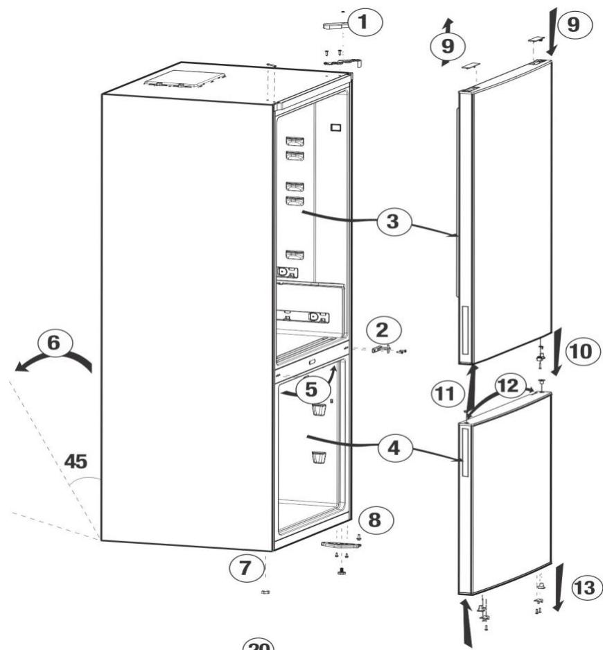 BEKO RCNA366K34WN - Inversión de las puertas - 1