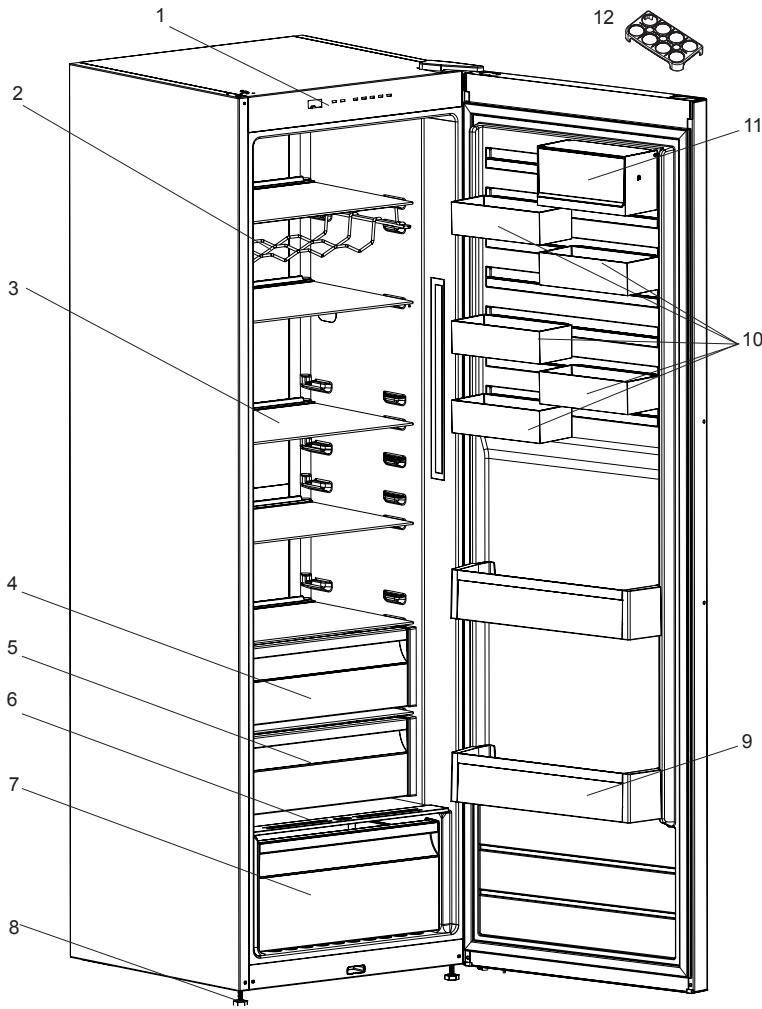 ELECTROLUX LRT5MF38U0  -  LRT5MF38W0 - LES PARTIES DE L'APPAREIL ET LES COMPARTIMENTS - 1