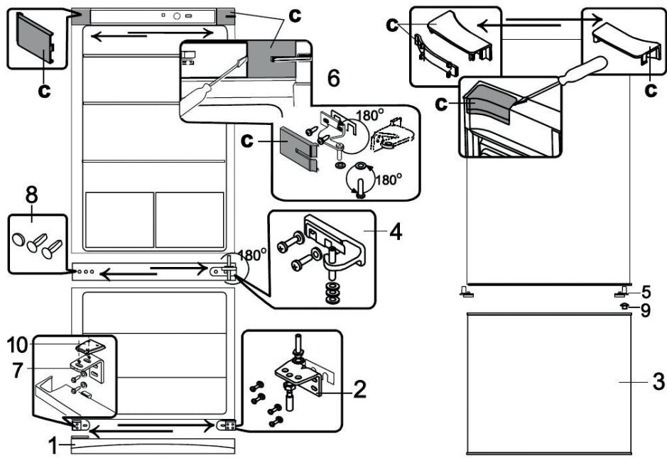 LISTO RCL185-60S1 - INVERSION DU SENS D'OUVERTURE DES PORTES - 1