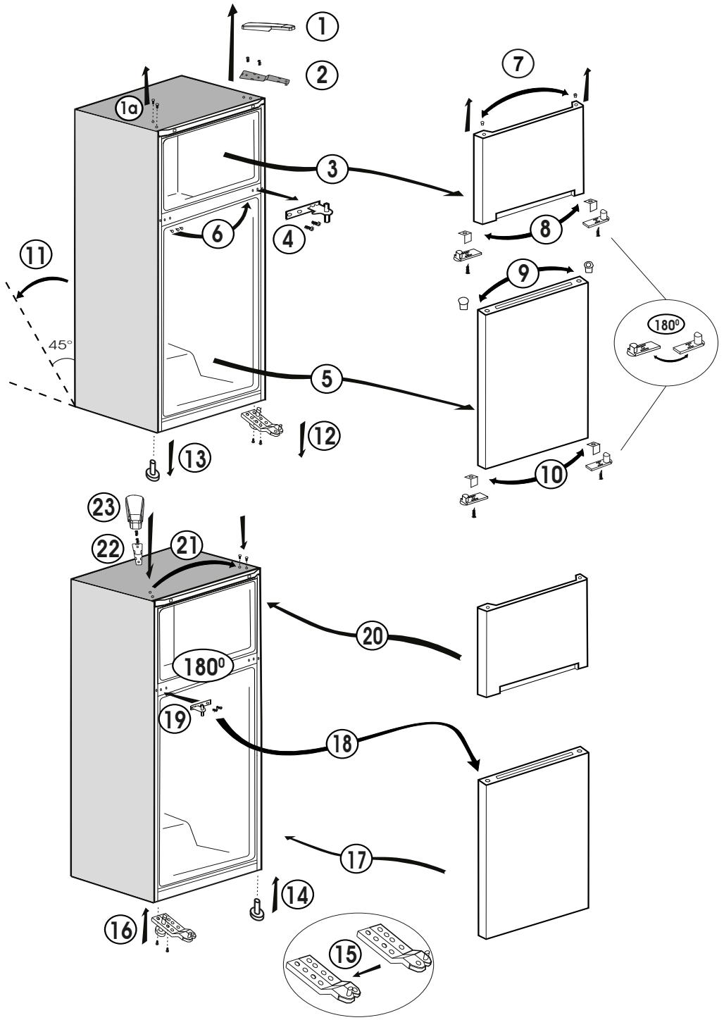 BEKO RDSA180K30WN - Reversing the doors - 1