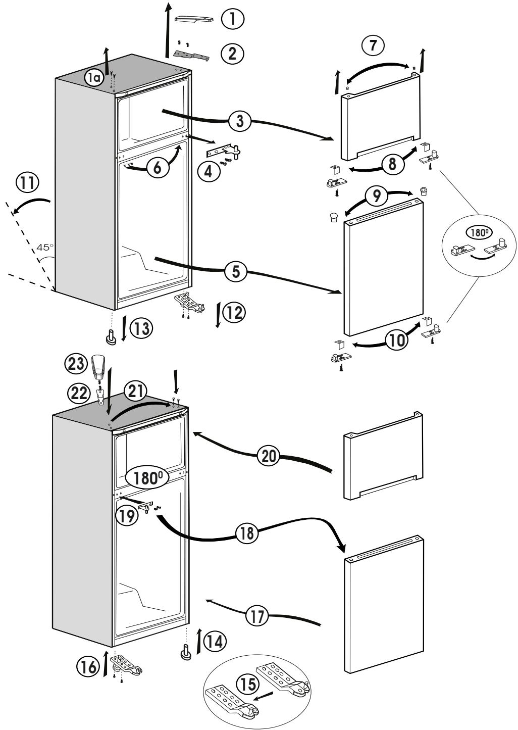 BEKO RDSA180K30WN - Réversibilité des portes - 1