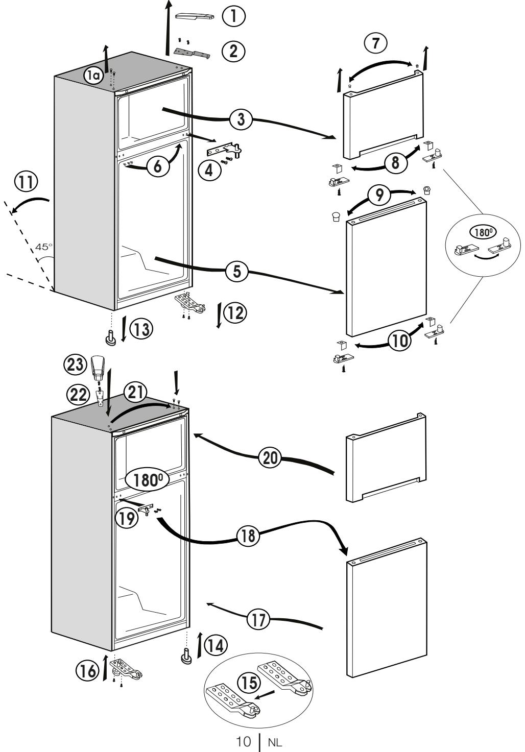 BEKO RDSA180K30WN - De deuren omkeren - 1