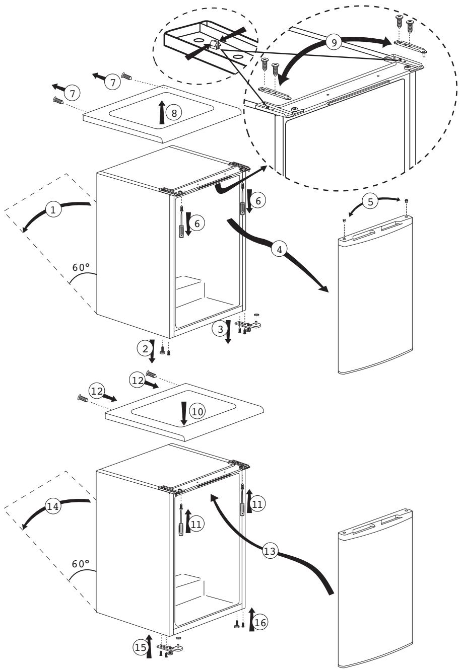BEKO TSE1284N - Mijenjanje smjera otvaranja vrata - 5