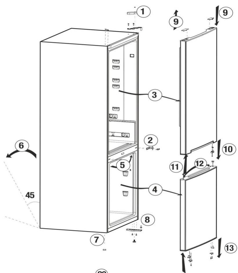 BEKO RCSA366K30XB - Az ajtok visszafordítása - 1
