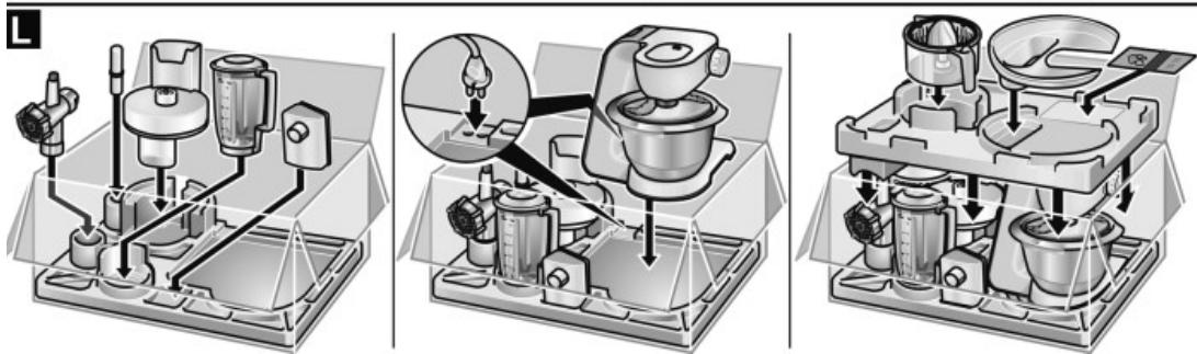 Diagram illustrating three stages of coffee maker processing: mixing, feeding, and pouring into a container with labeled equipment.