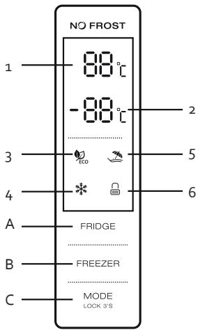 DOMO DO986BFK - Udaje na displeji: - 1