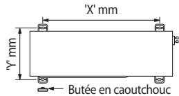'X' mm "Y" mm Butée en caoutchouc