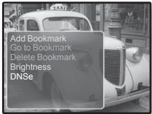 Add Bookmark Go to Bookmark Delete Bookmark Brightness DNSe