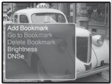 Add Bookmark Go to Bookmark Delete Bookmark Brightness DNSe