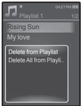 04:27 PM Playlist 1 Rising Sun My love Delete from Playlist Delete All from Playli..
