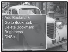 Add Bookmark Go to Bookmark Delete Bookmark Brightness DNSe