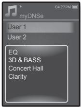 myDNSe 04:27 PM 明闻 User 1 User 2 EQ 3D & BASS Concert Hall Clarity