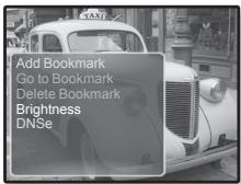 Add Bookmark Go to Bookmark Delete Bookmark Brightness DNSe