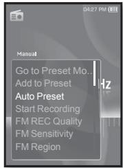 SAMSUNG YP-S3 - Pour enregistrer des stations dans la mémoire de préselection (suite) - 1