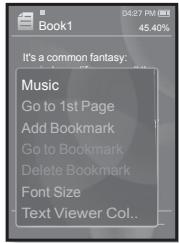 SAMSUNG YP-S3 - Écouter de la musique pendant l'affichage de votre texte - 1