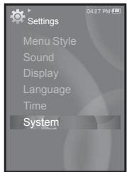 SAMSUNG YP-S3 - Réglages du système - 1