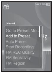 SAMSUNG YP-S3 - Pour enregistrer des stations dans la mémoire de préselection - 1