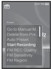 SAMSUNG YP-S3 - Enregistrer un programme FM - 1