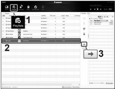 SAMSUNG YP-S3 - Transfert d'une liste de lecture vers le lecteur avec emodio - 1
