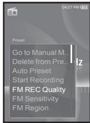 SAMSUNG YP-S3 - Pour définir la qualité d'enregistrement FM - 1