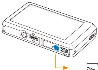 SAMSUNG ST-550 PURPLE - Insertion de la batterie et de la carte mémoire - 1