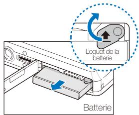 SAMSUNG ST-550 PURPLE - Retrait de la batterie et de la carte mémoire - 2